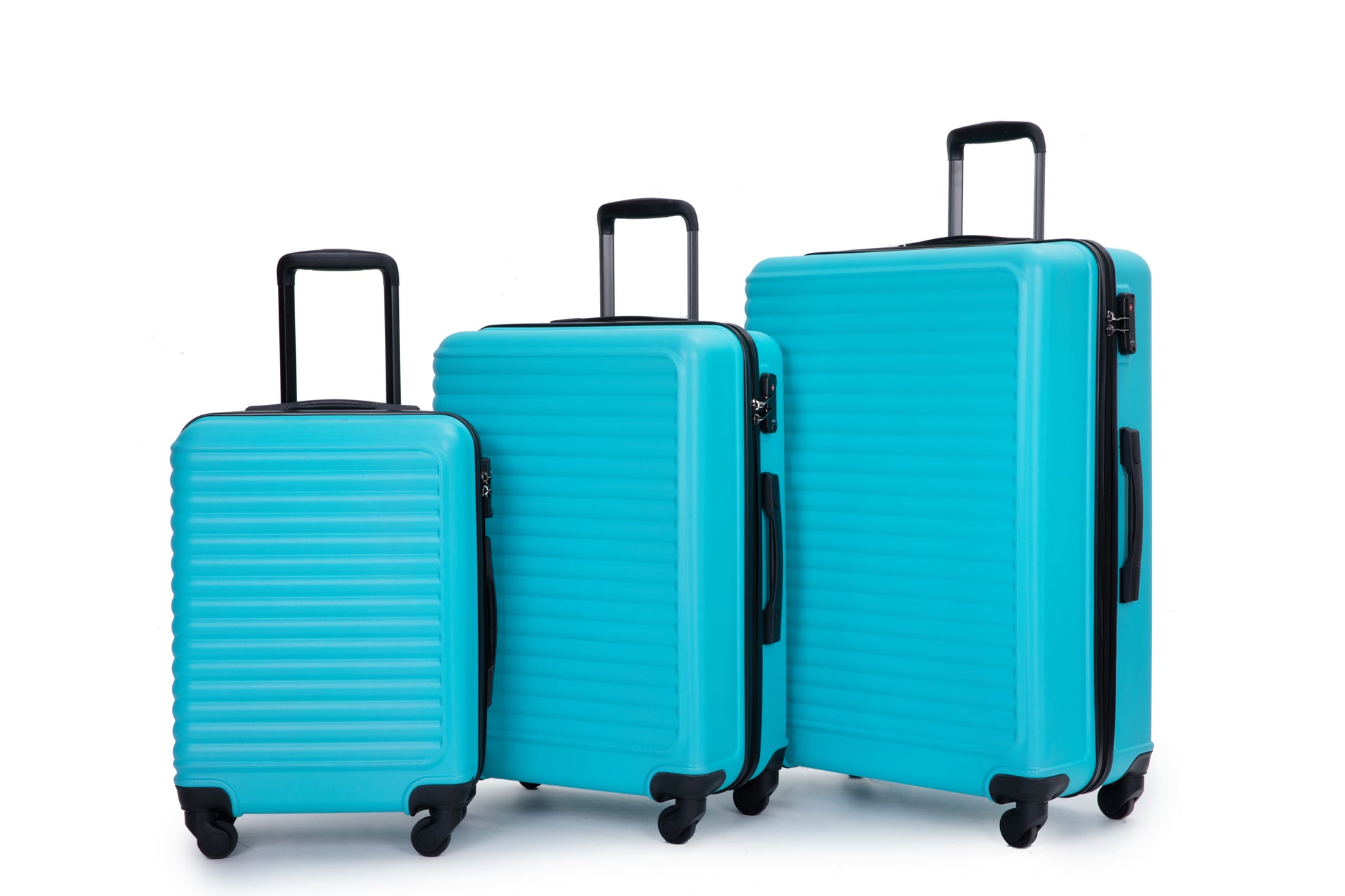 3 Piece Luggage Sets Abs Lightweight Suitcase With Two Hooks, Spinner Wheels, Tsa Lock, 20 24 28 Turquoise Turquoise Abs