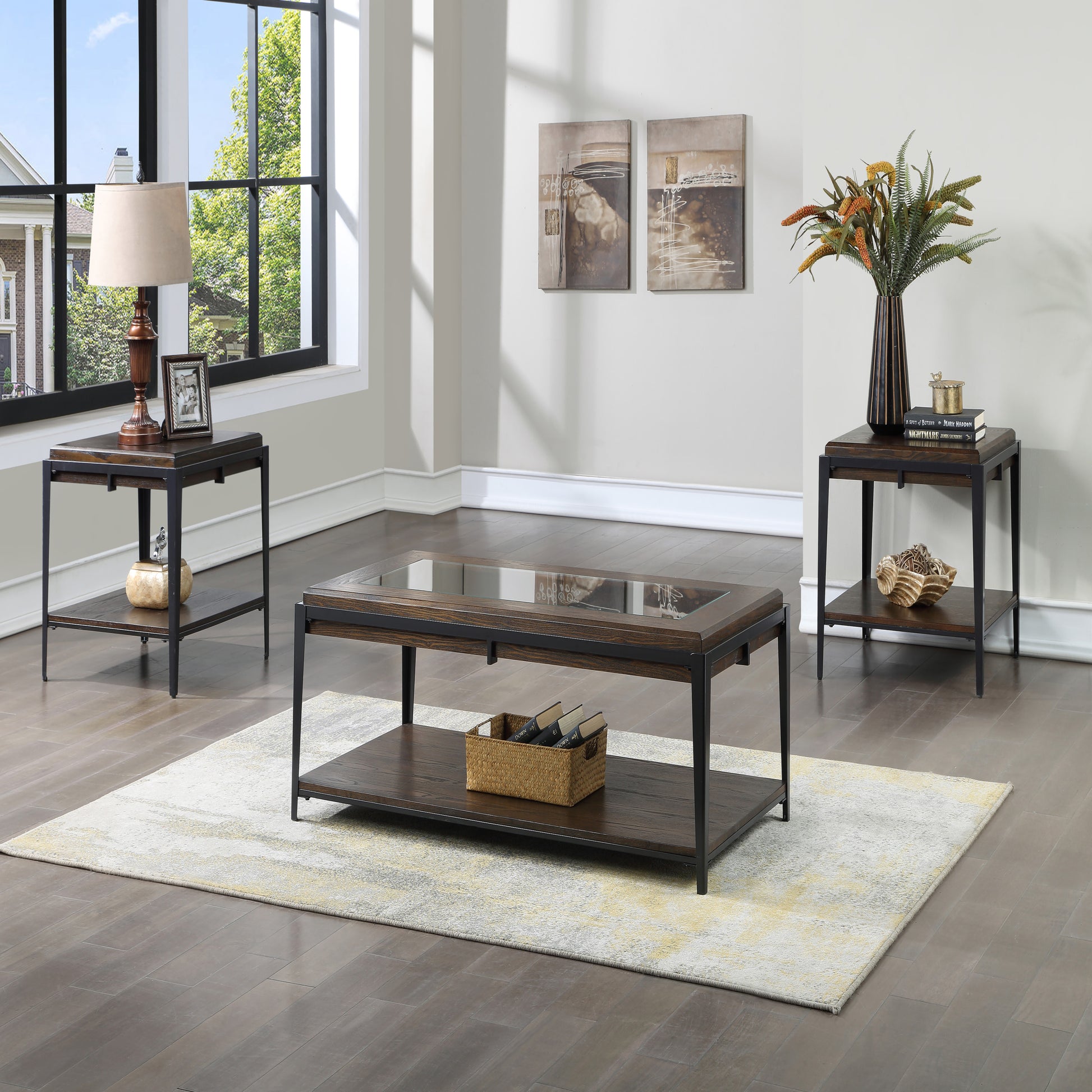 Waco End Table Espresso Solid Wood Mdf