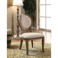 Transitional Rustic Oak and Beige Side Chairs Set of 2 rustic-dining room-transitional-dining