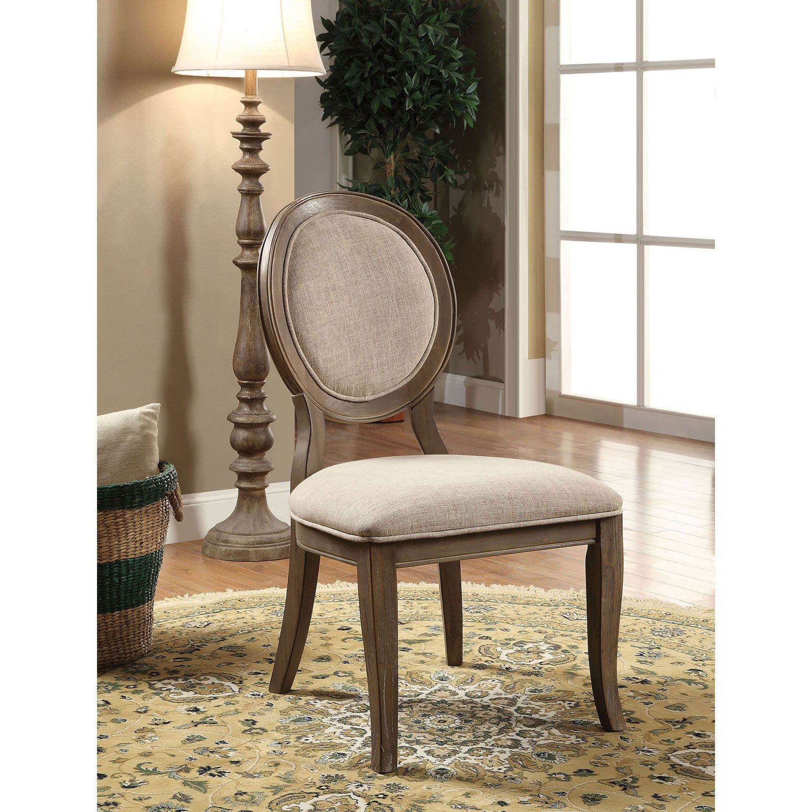 Transitional Espresso and Ivory Side Chairs Set of 2