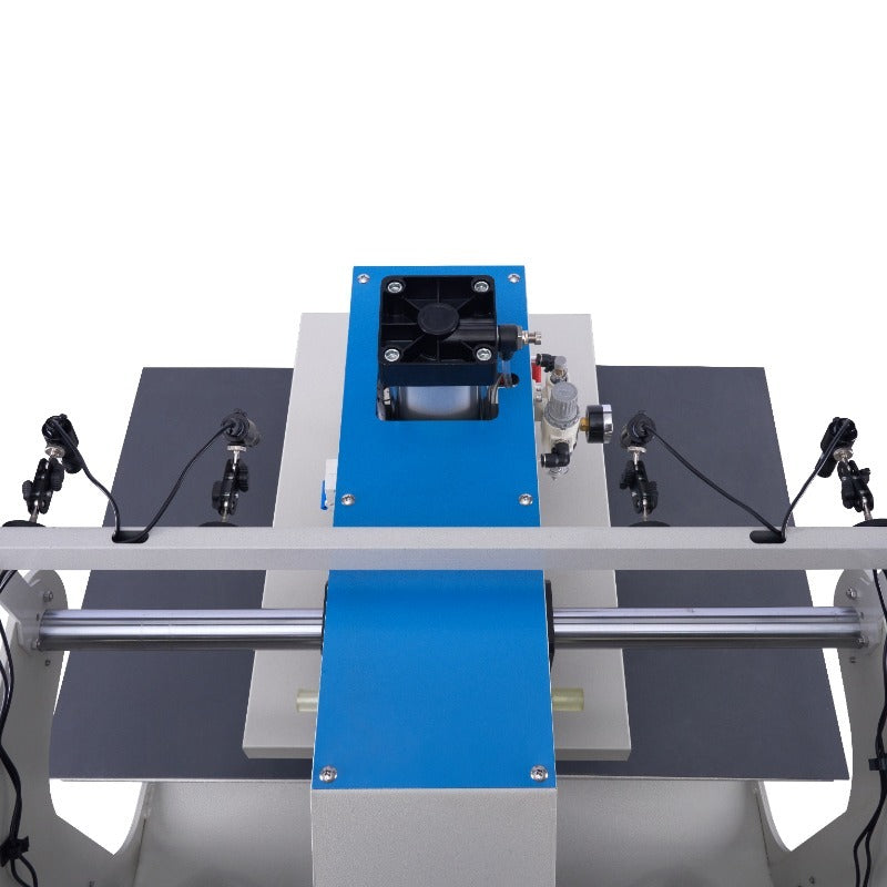 16X24 Pneumatic Up Sliding Dual Platen Heat Press Machine With Infrared Positioning 110V,2000W White Blue Aluminium