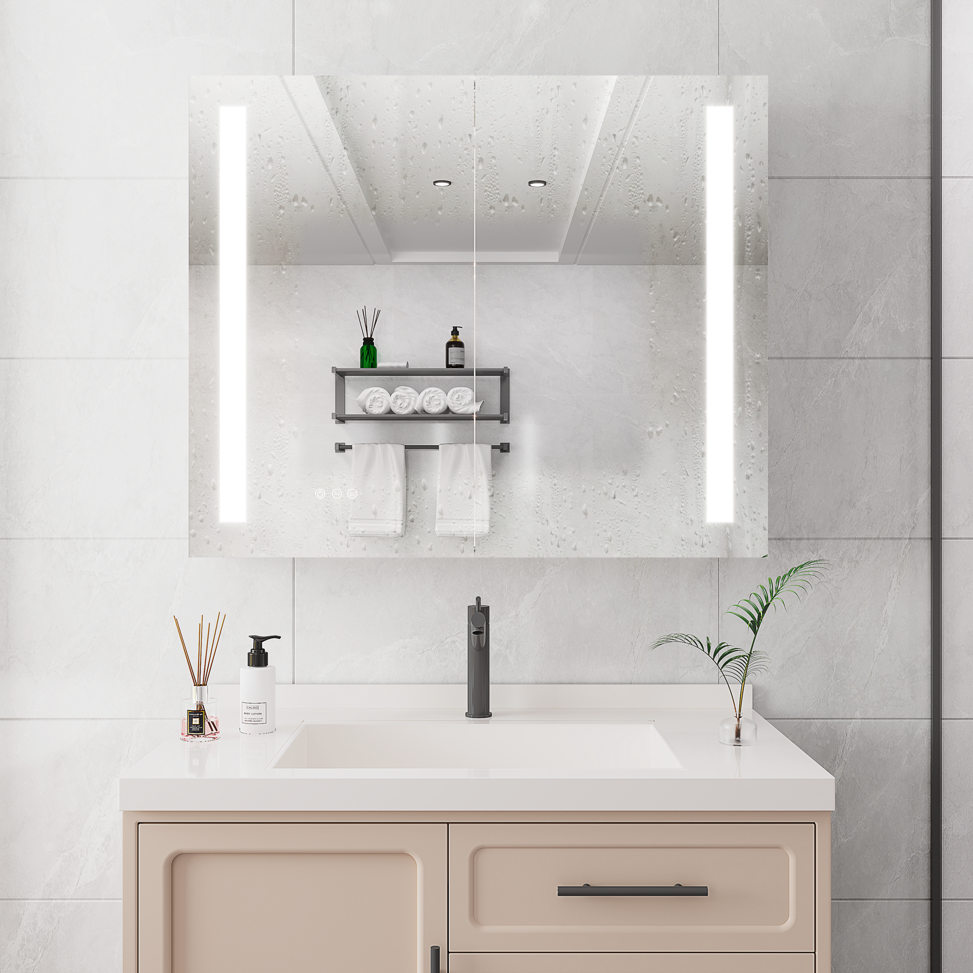 36 x 30 inch Medicine Cabinet with LED Vanity Mirror mirror included-bathroom-powder