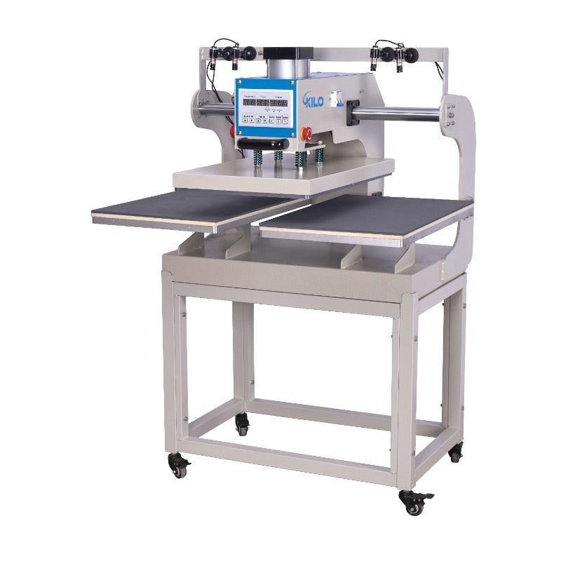 16X24 Pneumatic Up Sliding Dual Platen Heat Press Machine With Infrared Positioning 110V,2000W White Blue Aluminium