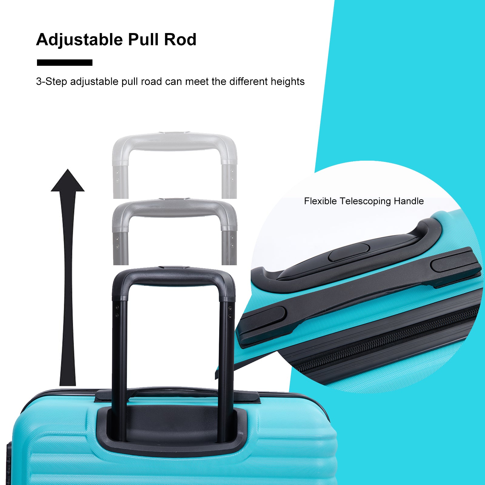 3 Piece Luggage Sets Abs Lightweight Suitcase With Two Hooks, Spinner Wheels, Tsa Lock, 20 24 28 Turquoise Turquoise Abs