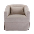 360 Degree Swivel Accent Armchair Linen Blend Beige Beige Foam Upholstered