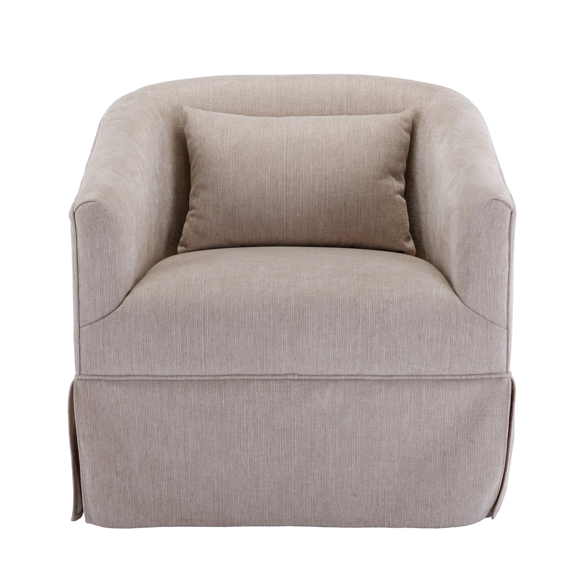 360 degree Swivel Accent Armchair Linen Blend Beige beige-foam-upholstered