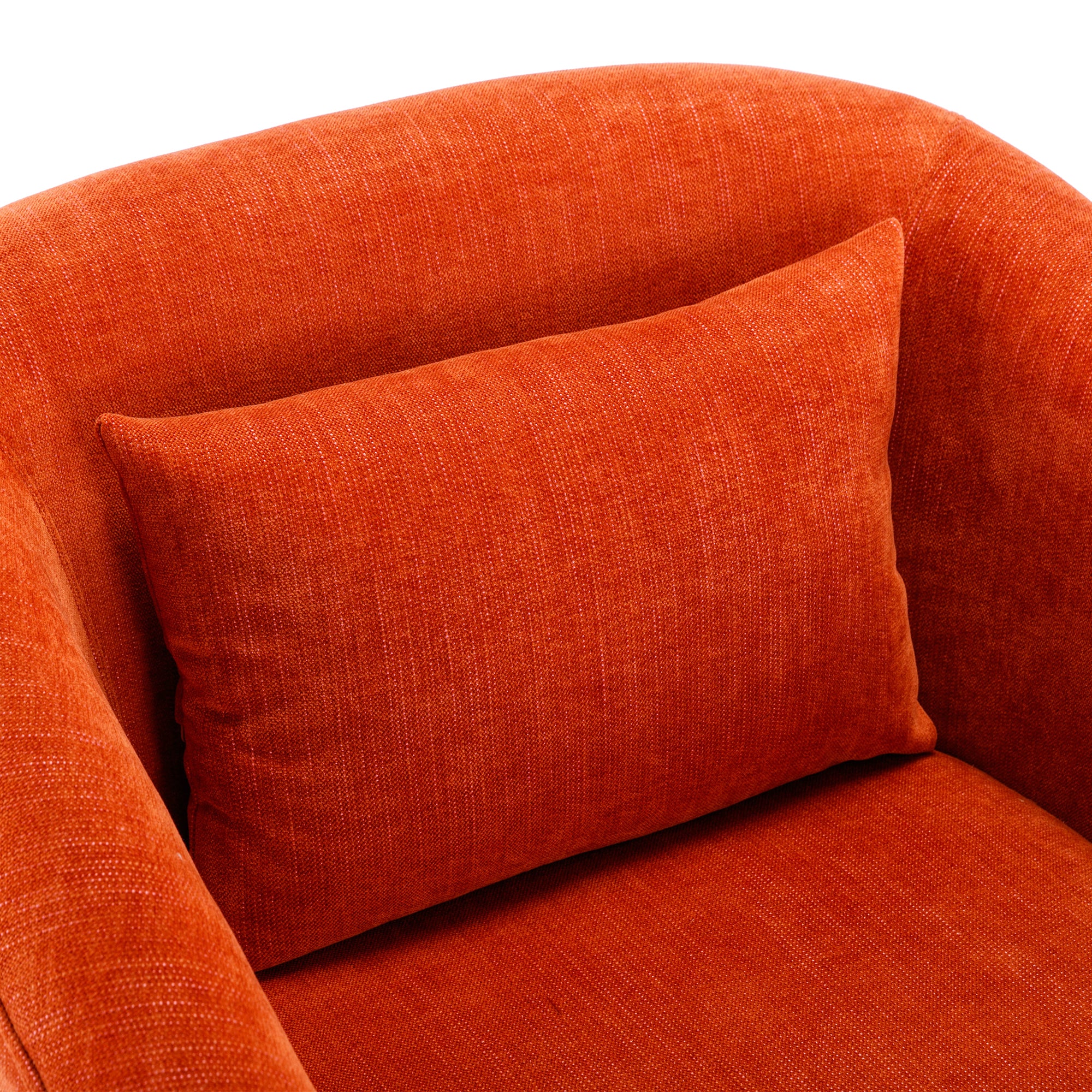 360 degree Swivel Accent Armchair Linen Blend Orange orange-foam-upholstered