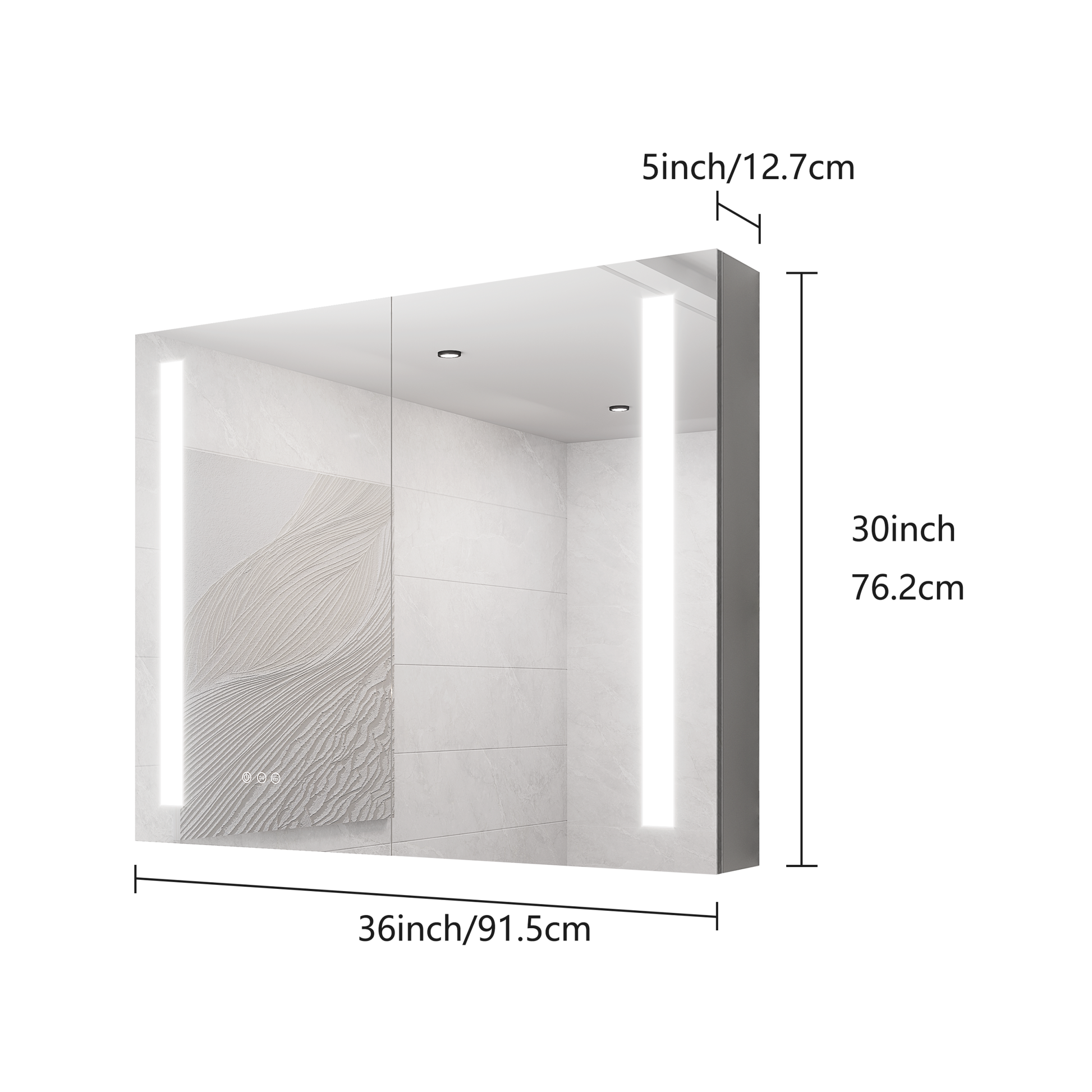 36 x 30 inch Medicine Cabinet with LED Vanity Mirror mirror included-bathroom-powder