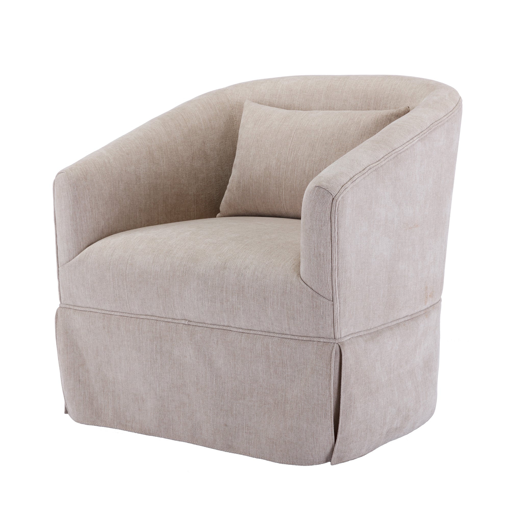 360 degree Swivel Accent Armchair Linen Blend Beige beige-foam-upholstered