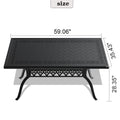 L59.05*W35.43 Inch Cast Aluminum Patio Dining Table With Black Frame And Carved Texture On The Tabletop Dining Set Black Rust Resistant Frame Garden & Outdoor Complete Patio Sets Aluminium