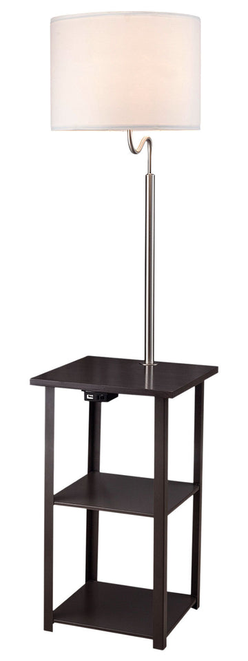 58" Squared Sofa Side Shelves Table Lamp W Power Station 1.14 14.96 Brown Mix Metal