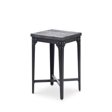 Rustic Industrial Lift Top End Table Highly Distressed Top And Base, Metal Structure Locking Casters, Functional Design Gray Solid Wood Mdf