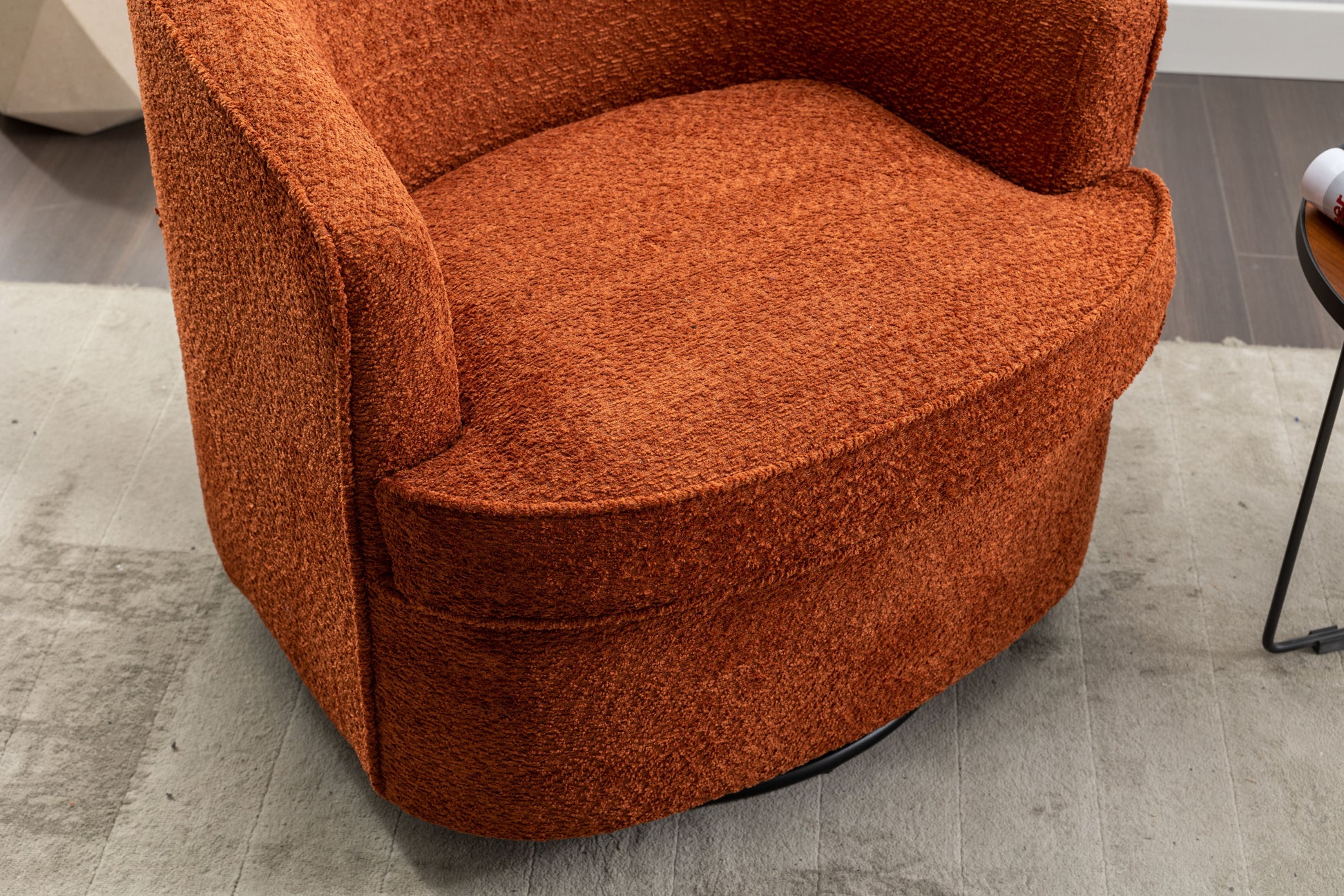 Coolmore Swivel Barrel Chair, Comfy Round Accent Sofa Chair For Living Room, 360 Degree Swivel Barrel Club Chair, Leisure Arm Chair For Nursery, Hotel, Bedroom, Office, Lounge Orange Boucle