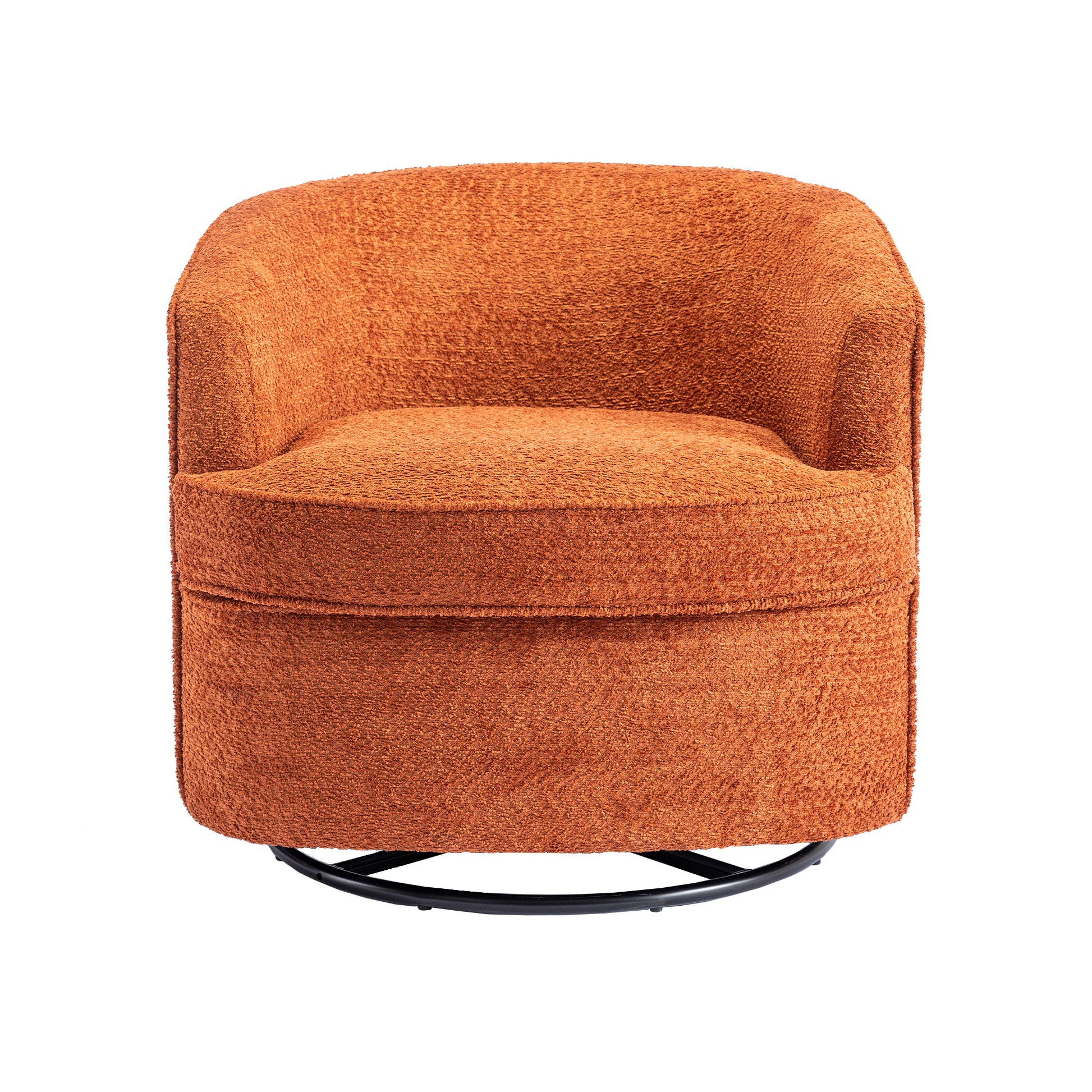 Coolmore Swivel Barrel Chair, Comfy Round Accent Sofa Chair For Living Room, 360 Degree Swivel Barrel Club Chair, Leisure Arm Chair For Nursery, Hotel, Bedroom, Office, Lounge Orange Boucle