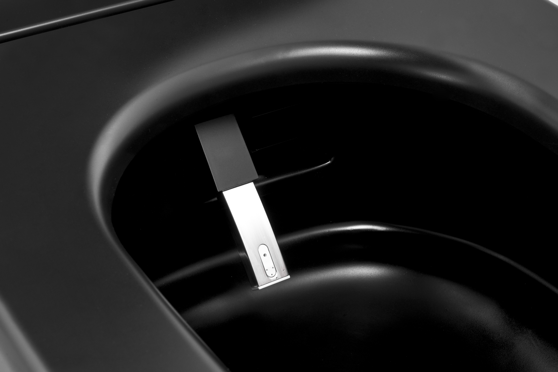 Multifunctional flat square smart toilet with matte black-ceramic