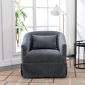 360 Degree Swivel Accent Armchair Linen Blend Grey Grey Foam Upholstered