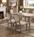 Transitional Rustic Oak and Beige Side Chairs Set of 2 rustic-dining room-transitional-dining