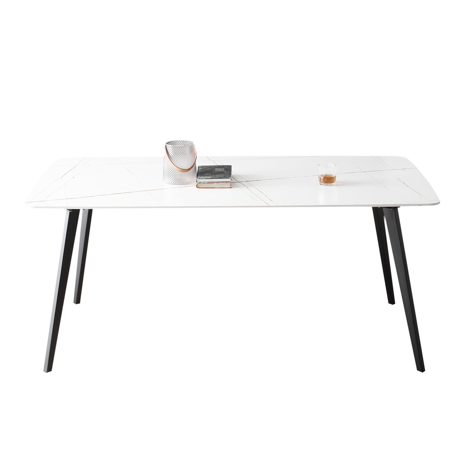 J3710 Porcelain Dining Table White 63'' White Foam Ceramic
