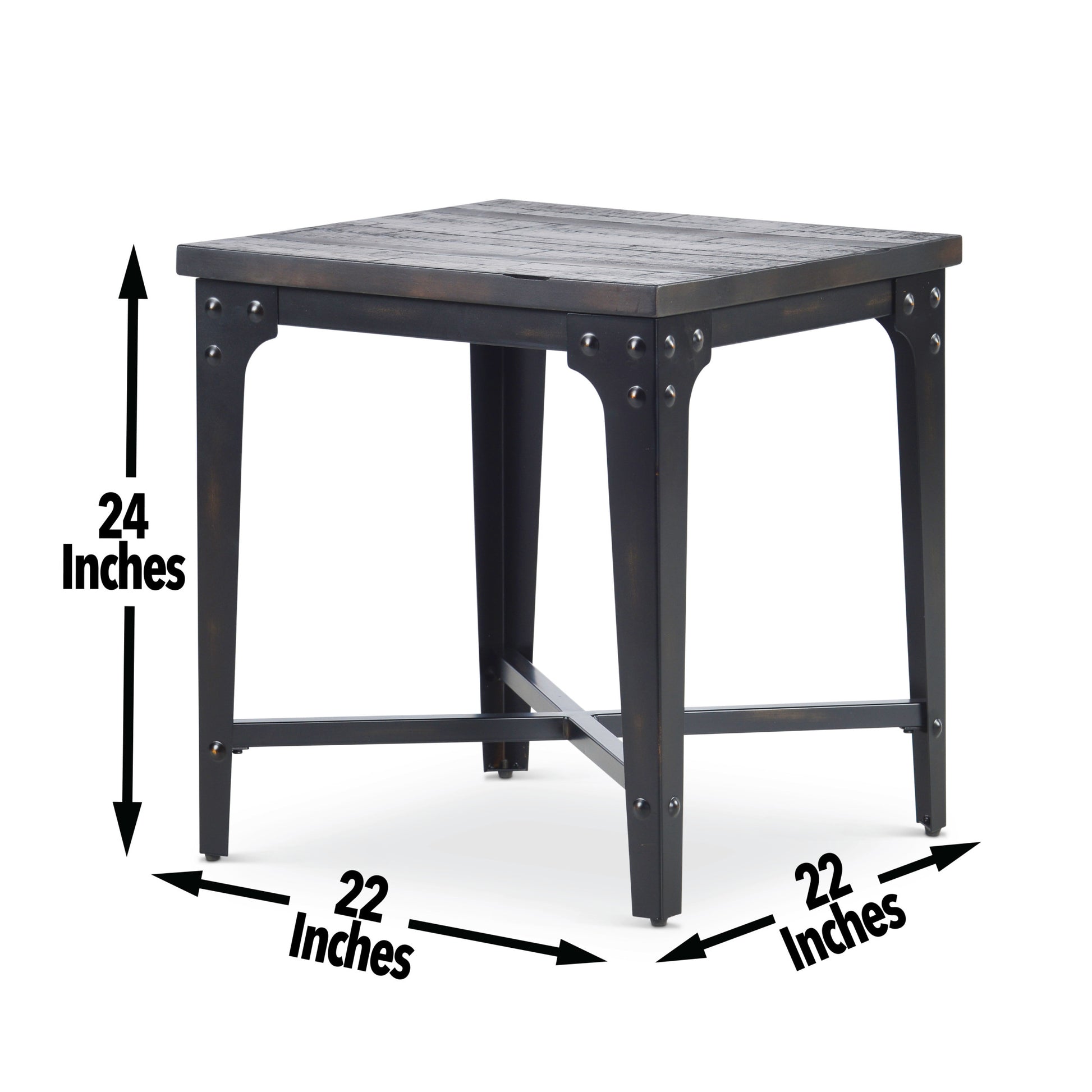 Rustic Industrial Lift Top End Table Highly Distressed Top And Base, Metal Structure Locking Casters, Functional Design Gray Solid Wood Mdf