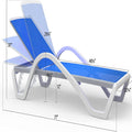 Patio Chaise Lounge Adjustable Aluminum Pool Lounge Chairs With Arm All Weather Pool Chairs For Outside,In Pool,Lawn Blue, 1 Lounge Chair 1 Plastic Table Blue Aluminium