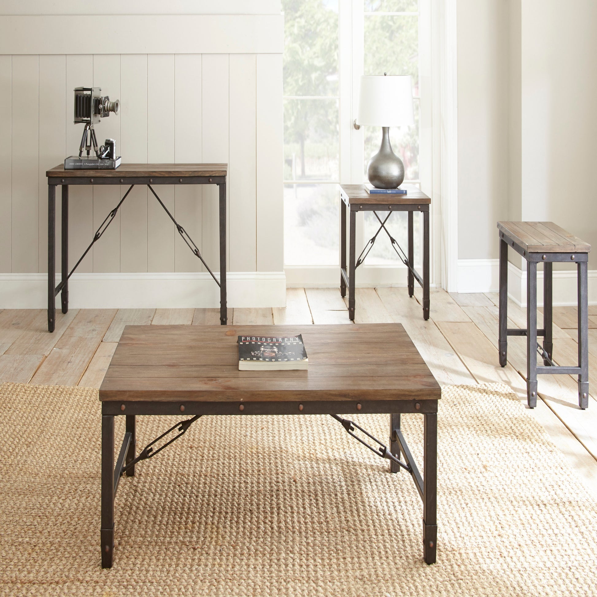 Jersey End Table Brown Solid Wood Mdf