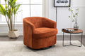 Coolmore Swivel Barrel Chair, Comfy Round Accent Sofa Chair For Living Room, 360 Degree Swivel Barrel Club Chair, Leisure Arm Chair For Nursery, Hotel, Bedroom, Office, Lounge Orange Boucle