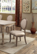 Transitional Rustic Oak and Beige Side Chairs Set of 2 rustic-dining room-transitional-dining