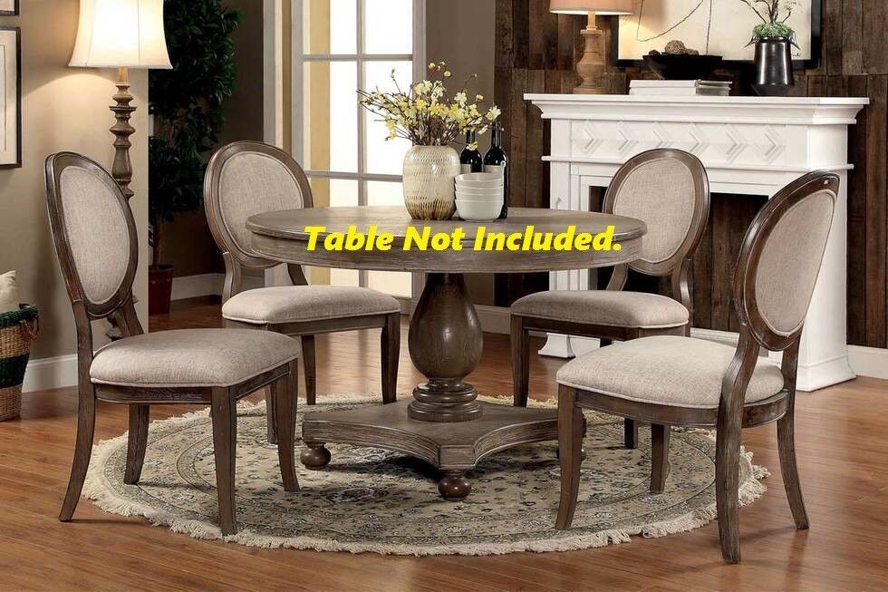 Transitional Rustic Oak and Beige Side Chairs Set of 2 rustic-dining room-transitional-dining