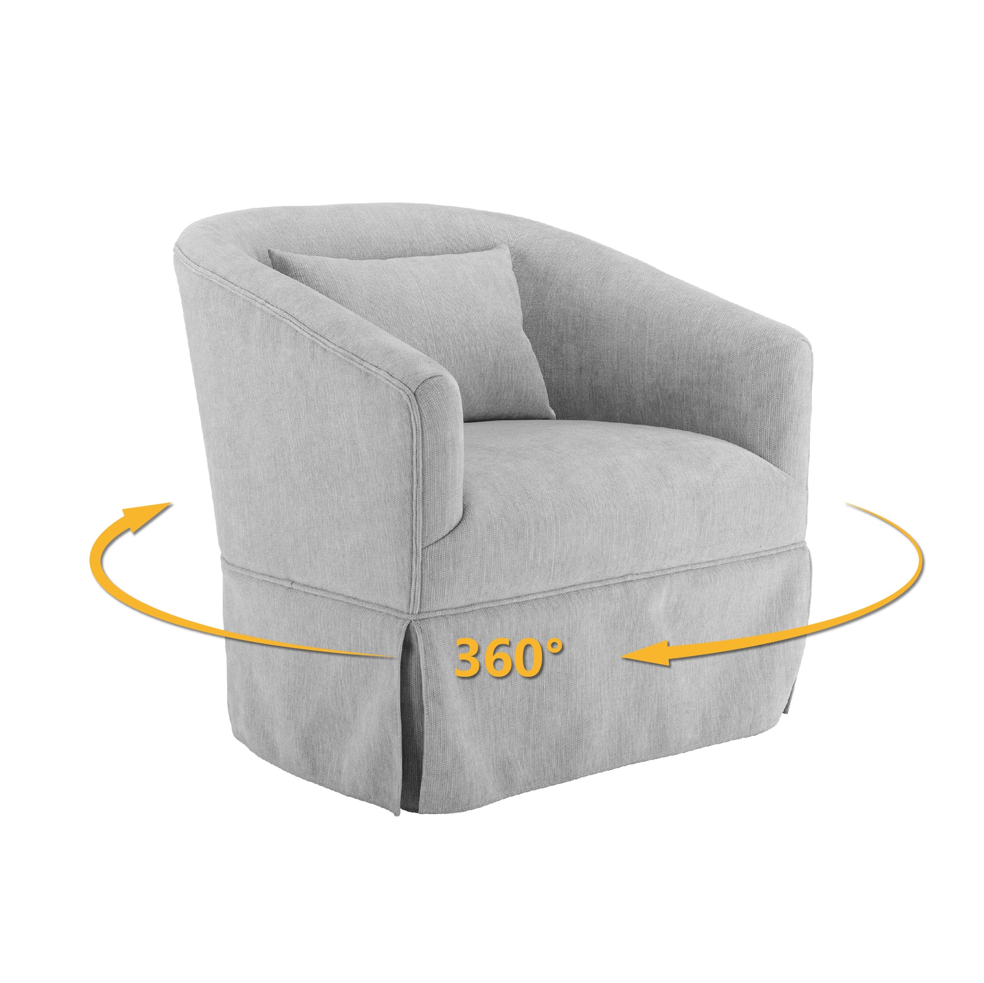 360 Degree Swivel Accent Armchair Linen Blend Beige Beige Foam Upholstered