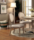 Transitional Rustic Oak and Beige Side Chairs Set of 2 rustic-dining room-transitional-dining