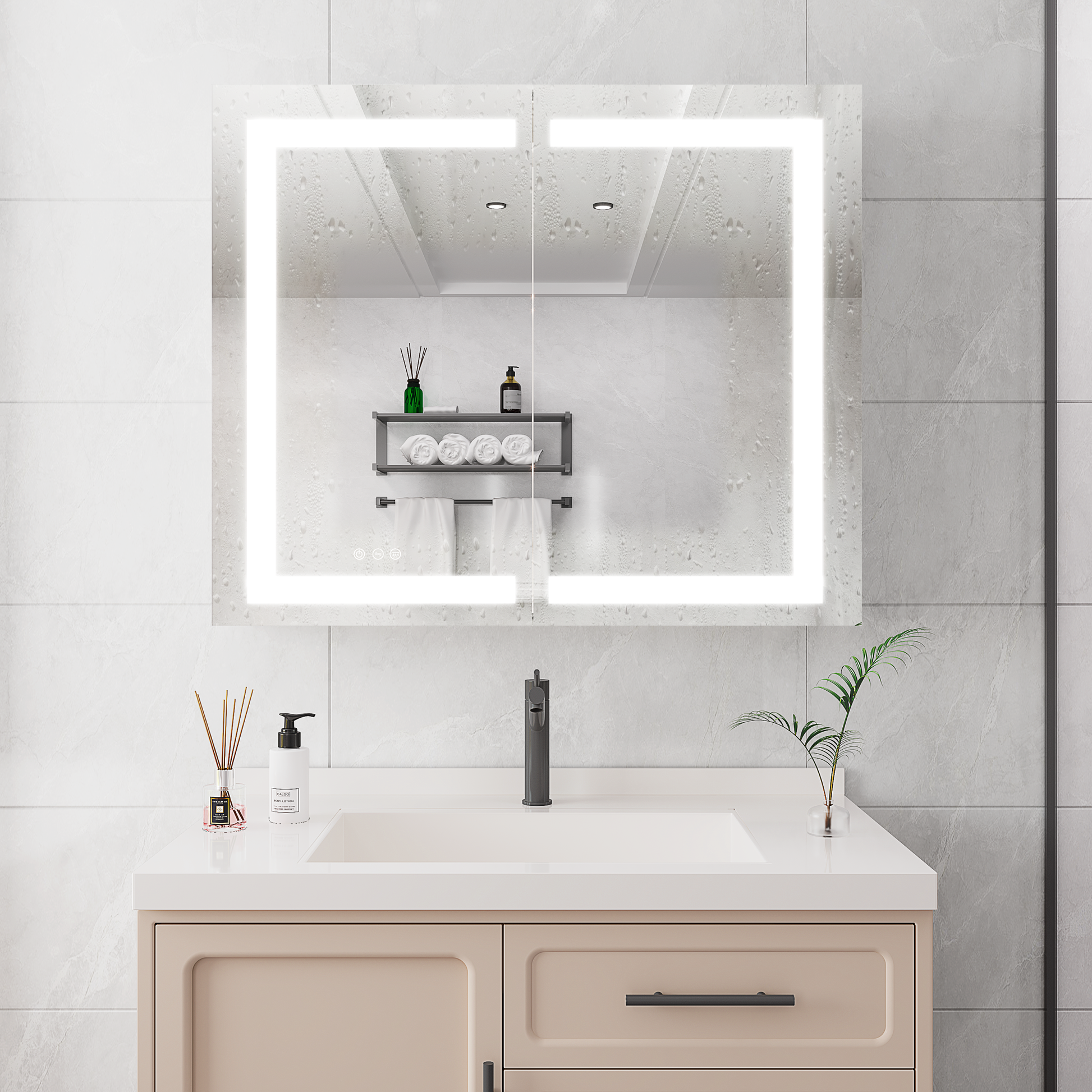 36 x 30 inch Medicine Cabinet with LED Vanity Mirror mirror included-bathroom-powder