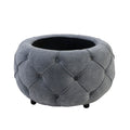 Large Button Tufted Woven Round Storage Ottoman For Living Room & Bedroom,17.7