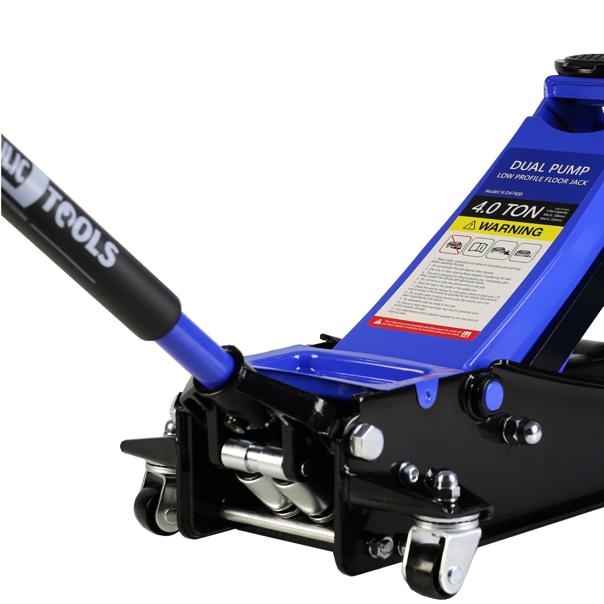 Floor Jack, 4 Ton Low Profile Floor Jack, Heavy Duty Steel Racing Floor Jack With Dual Piston Quick Lift Pump, Floor Jack Lifting Range 4" 21" Black Blue Steel