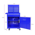 Detachable 5 Drawer Tool Chest with Bottom Cabinet and blue-metal