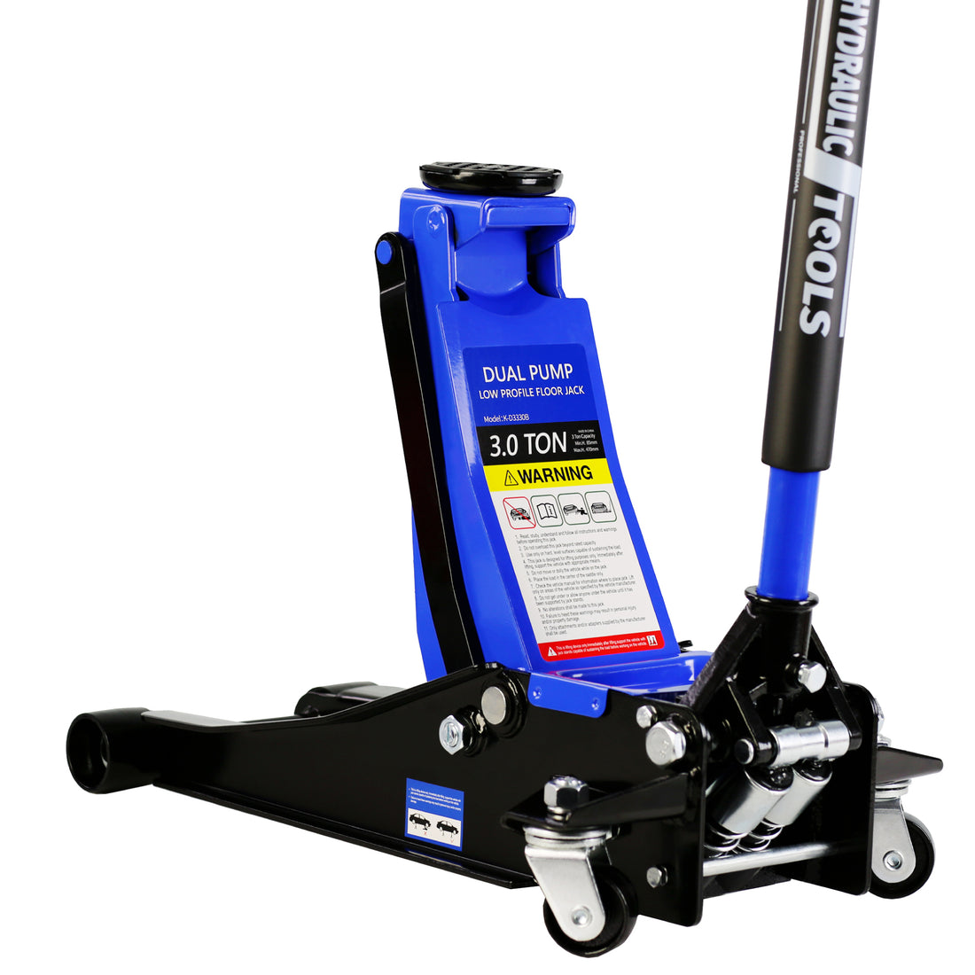 Hydraulic Low Profile And Steel Racing Floor Jack 3 Ton 6600 Lb Capacity, With Dual Piston Quick Lift Pump, Blue Lifting Range 3.3" 18.5" Black Blue Steel