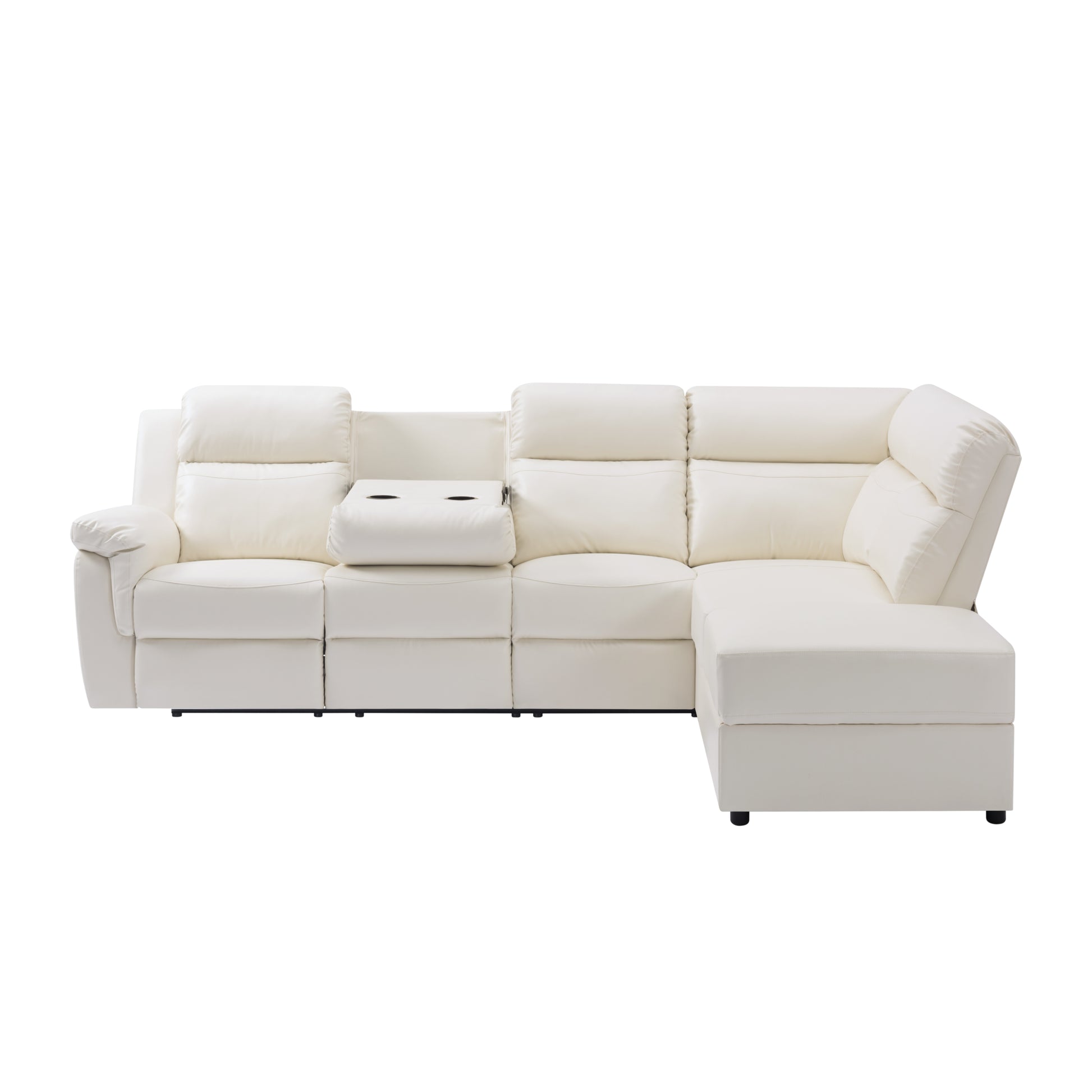 110.2'' Manual Reclining Sectional Sofa K2553S00001 Beige Pu