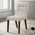 Beige Fabric Biscuit Style Tufted Side Chairs Set of 2 beige-dining room-contemporary-dining