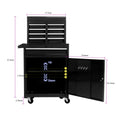 Detachable 5 Drawer Tool Chest With Bottom Cabinet And One Adjustable Shelf Black Black Metal