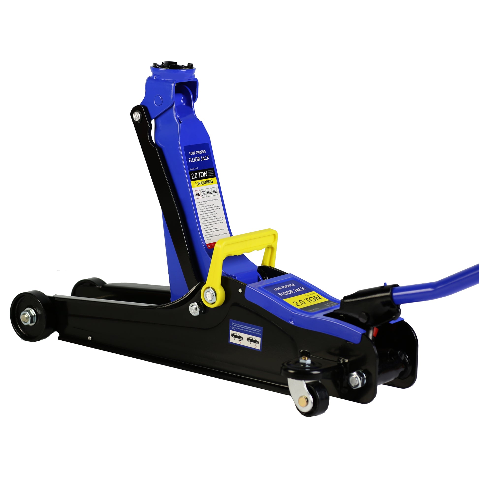 Floor Jack, 2 Ton Low Profile Floor Jack, Heav Yduty Steel Racing Floor Jack With Single Piston Quicklift Pump, Floor Jack Lifting Range 3.3" 15.2" Black Blue Steel