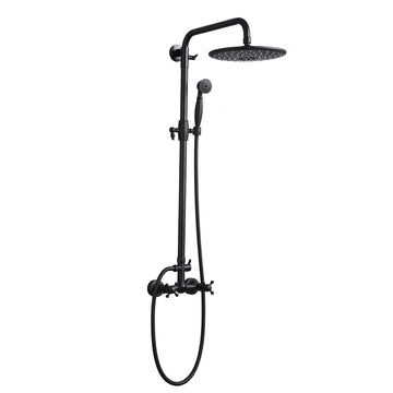 Handshower Shower Head With Handheld Shower System With 8" Rain Shower Headrain Shower System Dual Shower Combo Matte Black Matte Black Brass