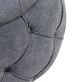 Large Button Tufted Woven Round Storage Ottoman For Living Room & Bedroom,17.7