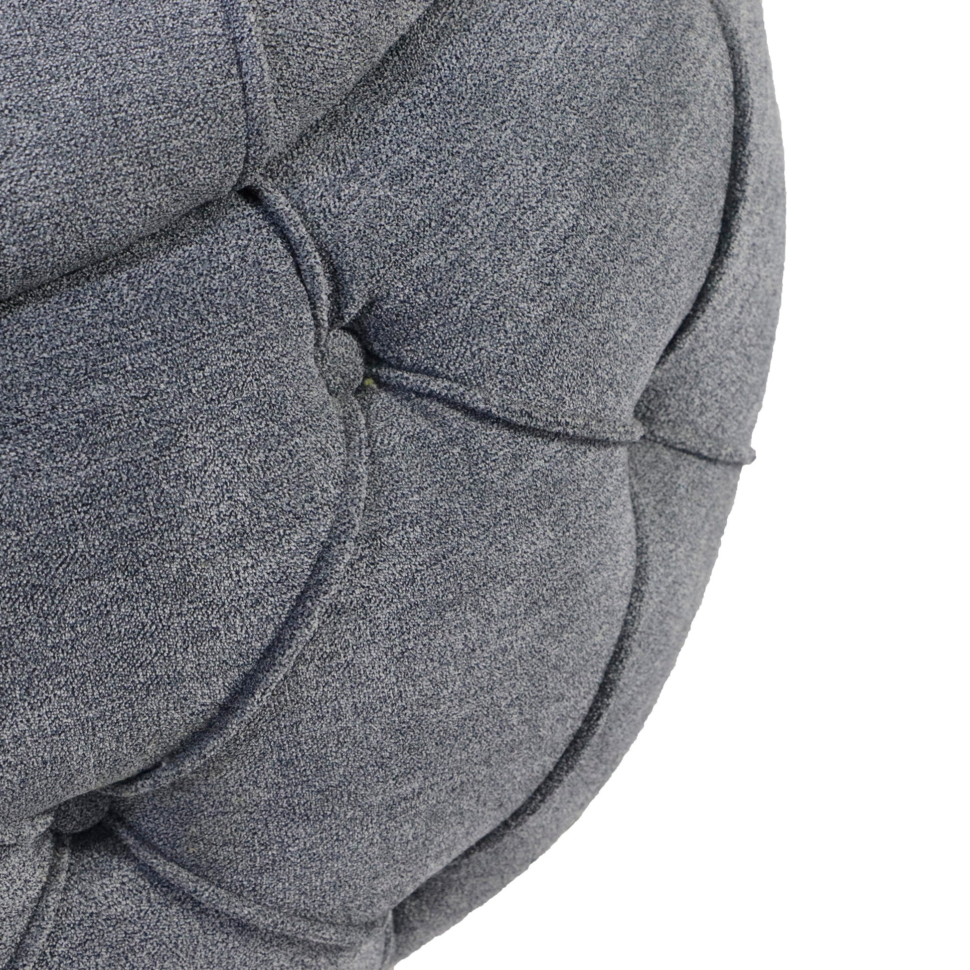 Large Button Tufted Woven Round Storage Ottoman For Living Room & Bedroom,17.7"H Burlap Grey Grey Burlap