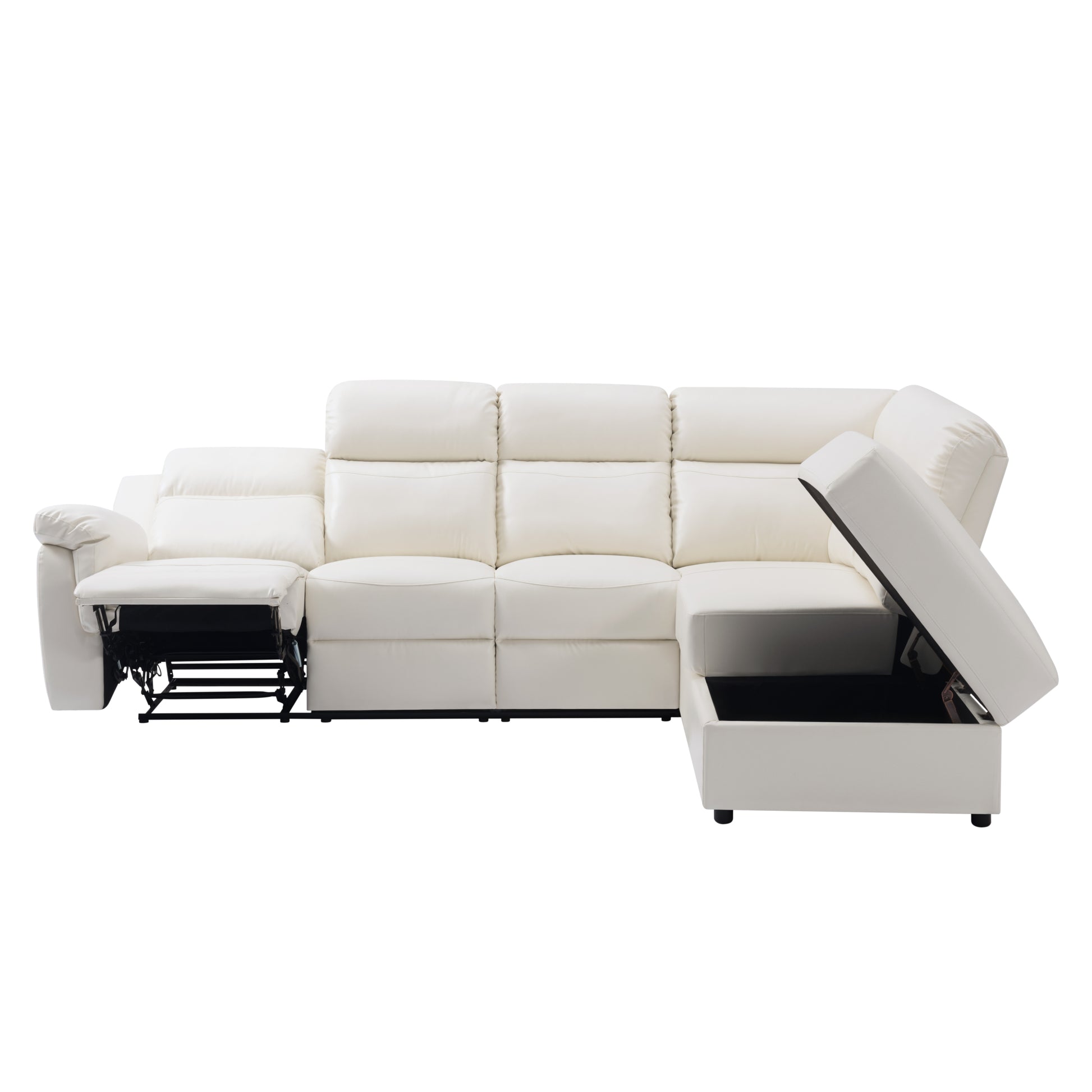 110.2'' Manual Reclining Sectional Sofa K2553S00001 Beige Pu