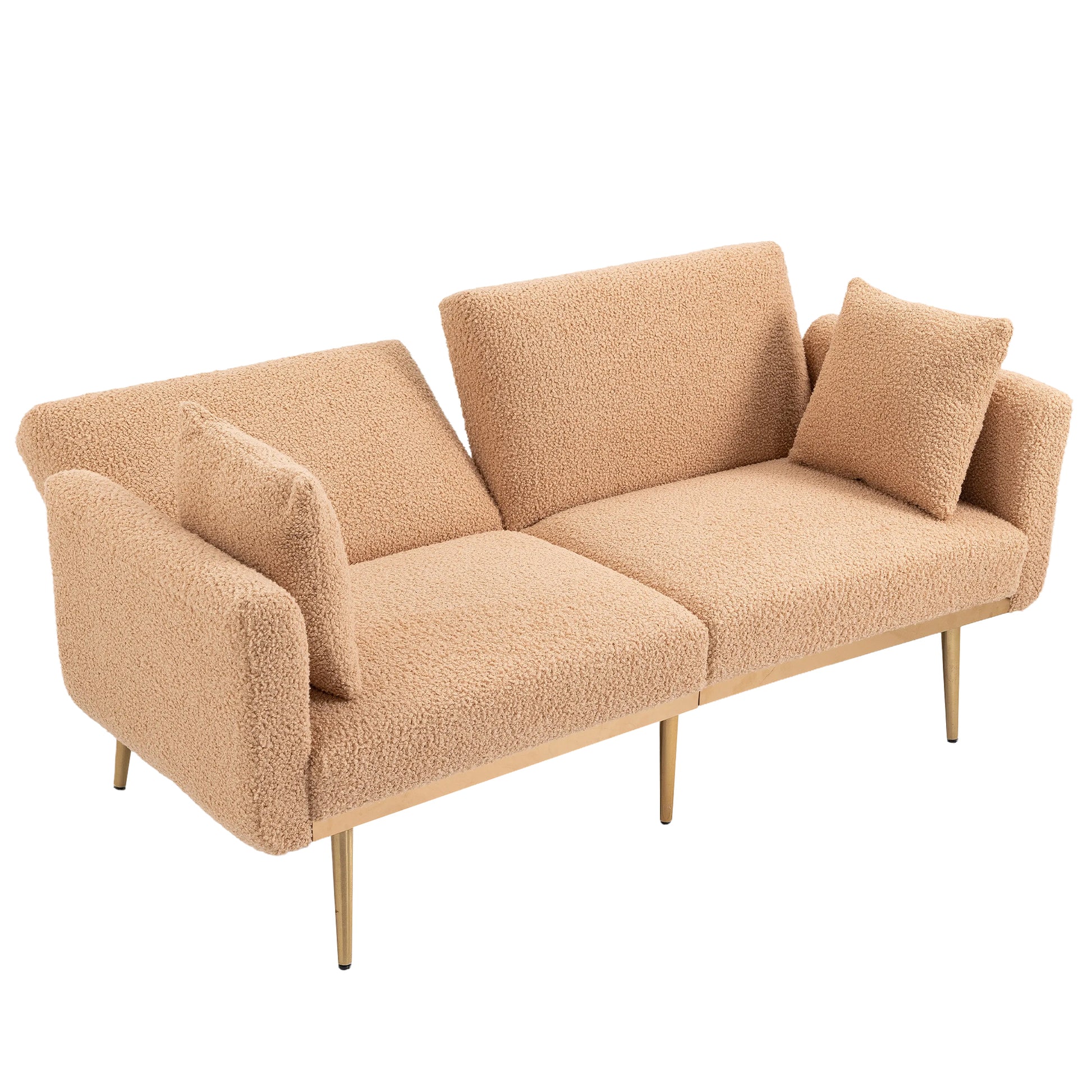 Coolmore Velvet Sofaaccent Sofa .Seat Sofa With Metal Feet Camel Teddy Polyester