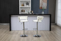 Coolmore Swivel Bar Stools Set Of 2 Adjustable Counter Height Chairs With Footrest For Kitchen, Dining Room 2Pc Set White Pu Pu Leather