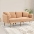 Coolmore Velvet Sofaaccent Sofa .Seat Sofa With Metal Feet Camel Teddy Polyester