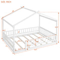 Full Size Wood Bed House Bed Frame With Fence, For Kids, Teens, Girls, Boys,White Box Spring Not Required Full White Wood Pine Bed Frame Wood