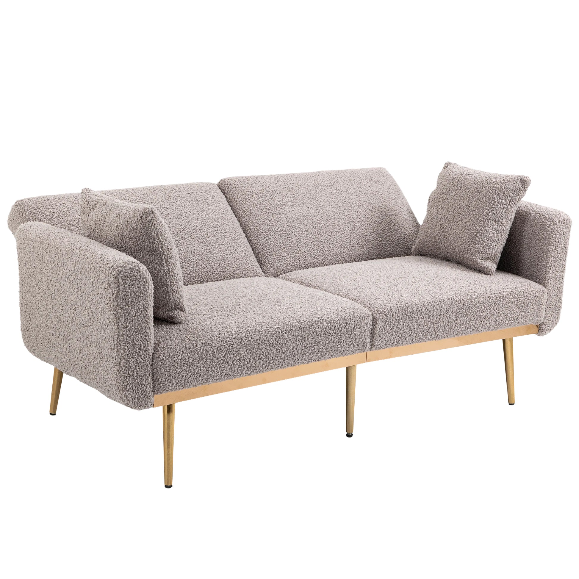 Coolmore Velvet Sofaaccent Sofa .Seat Sofa With Metal Feet Grey Teddy Polyester