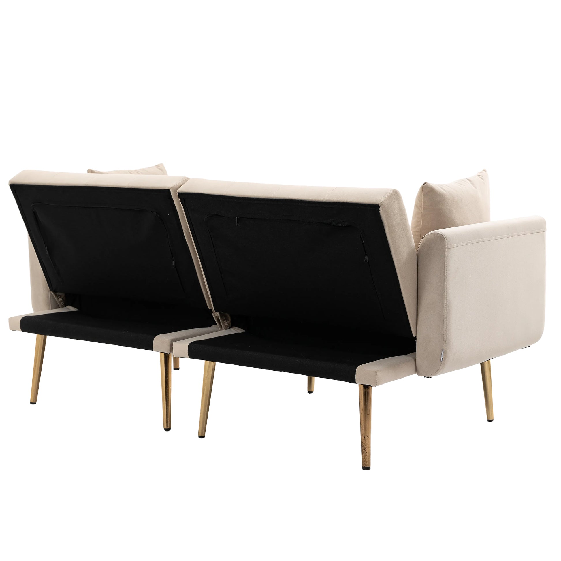 Coolmore Velvet Sofaaccent Sofa .Seat Sofa With Metal Feet Beige Polyester