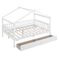 Full Size Wooden House Bed With Two Drawers, White Box Spring Not Required Full White Wood White Bedroom Pine Bed Frame Wood